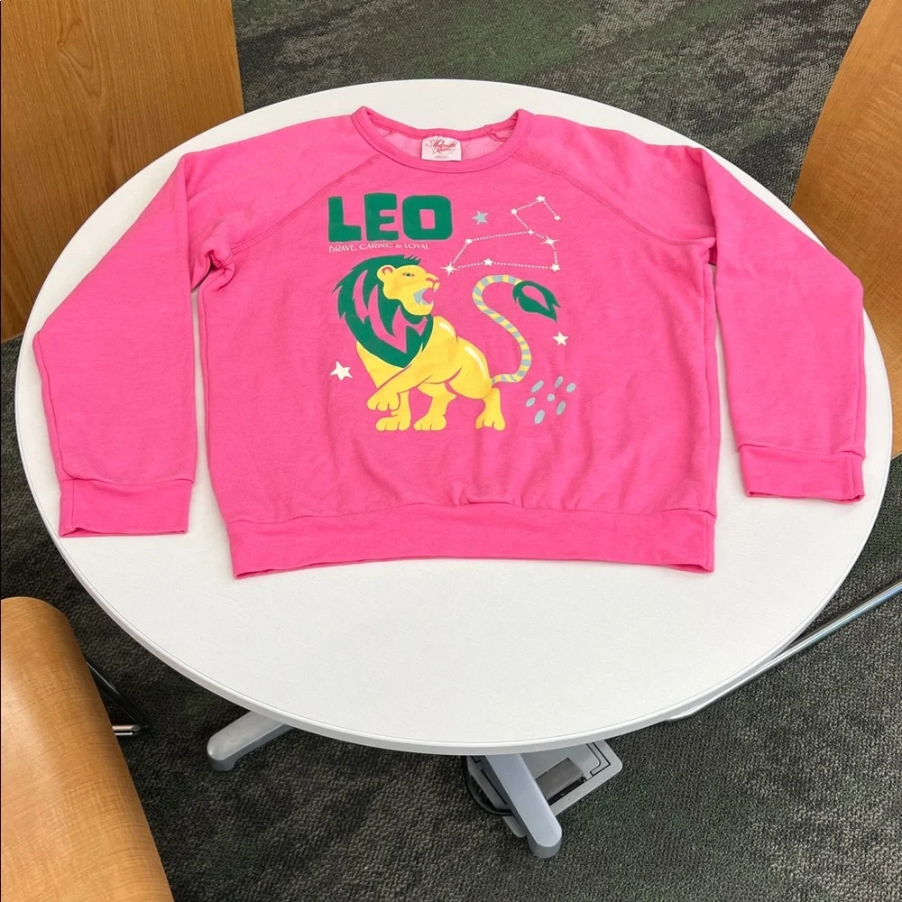 Anthropologie x Midnight Rider the carolita zodiac leo sign pink crewneck XL - Picture 2 of 12